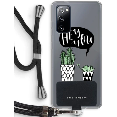 Afbeelding van Case Company® hoesje met Koord geschikt voor Samsung Galaxy S20 FE / 5G Hey you cactus Telefoonhoesje Zwart Bescherming aan alle Kanten en Over de Schermrand