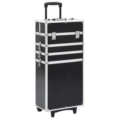 Image de vidaXL Chariot de maquillage Aluminium Noir avec motif crocodile