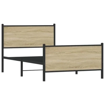 Afbeelding van Bedframe hoofd en voeteneinde metaal sonoma eiken 100x190 cm