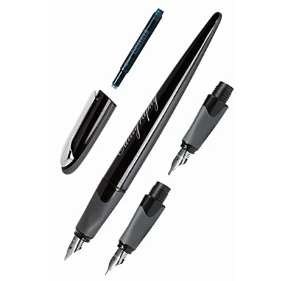Afbeelding van Online 10010 kalligrafieset I vulpen Air zwart kalligrafieveren in 3 lijndiktes 0,8 / 1,4 1,8 mm standaard inktpatronen of converter cadeauset voor kalligrafie fans
