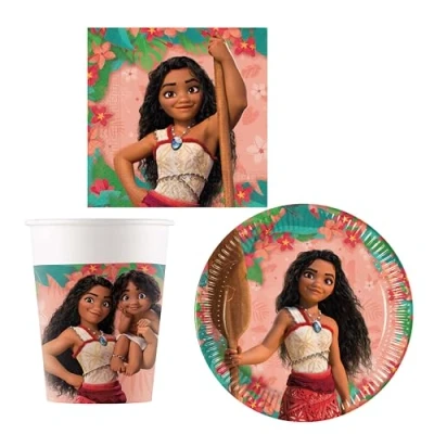 Image de Procos Set de fête Moana en plusieurs pièces pour anniversaire d&#039;enfant ou à thème, décoration table