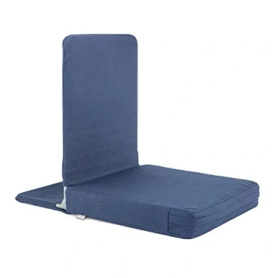 Afbeelding van MANDIR bureaustoel klapstoel XL met gevoerde rugleuning meditatiestoel dik kussen voor seminar, meditatie, bodemwerk (donkerblauw)