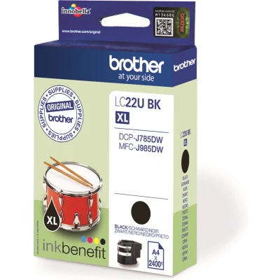 Afbeelding van Brother inktcartridge, 2.400 pagina&#039;s, OEM LC 22UBK, zwart inktcartridge