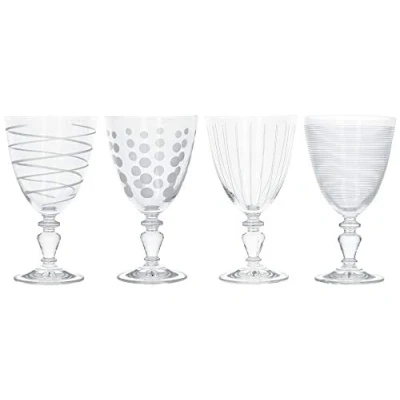 Afbeelding van Mikasa Set van 4 wijnglazen kristal, decoratieve motieven en zilvereffect, collectie Cheers by Mikasa, 340 ml