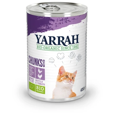 Afbeelding van 12x Yarrah Bio Kattenvoer Chunks Kip Kalkoen 405 gr