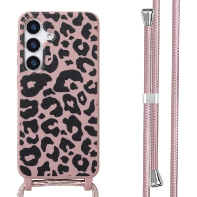 Afbeelding van imoshion hoesje Geschikt voor Samsung Galaxy S25 met koord Siliconen design Meerkleurig / Animal Pink