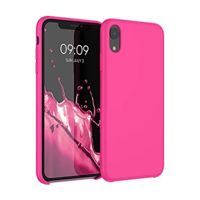 Afbeelding van kwmobile telefoonhoesje geschikt voor Apple iPhone XR Hoesje met siliconen coating Smartphone case in neon roze