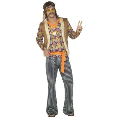 Afbeelding van Smiffy&#039;s Hippie Kostuum Lotus Man Bruin XL Carnavalskleding Verkleedkleding