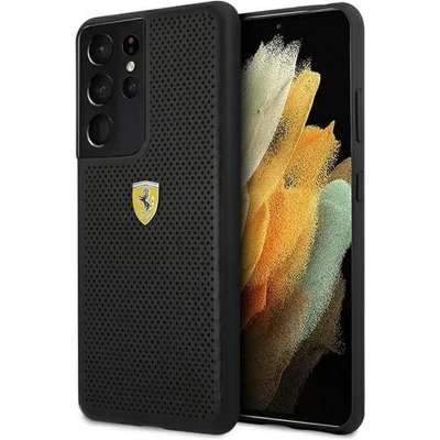 Afbeelding van Ferrari Perforated Back Case Geschikt voor Samsung Galaxy S21 Ultra Zwart