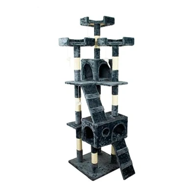 Afbeelding van Mobiclinic Tom Kattenmeubel Max 10 kg Krabpaal voor katten 4 hoogtes Donkergrijs Geschikt meerdere