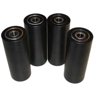 Afbeelding van Set van 4 nylon polyamide rollen, 40 mm diameter, 100 breedte, 10 kogellagers, nauwkeurig bewerkt in de EU (40 10, zwart)
