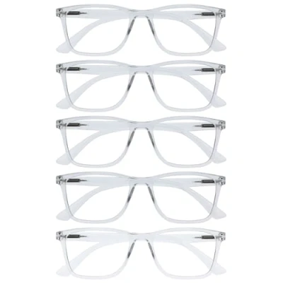Image de OPULIZE NYX Lot de 5 lunettes anti reflets pour ordinateur et jeux vidéo, protection UV fatigue oculaire, monture rectangulaire, transparent, homme femme, Transparent 5, taille unique