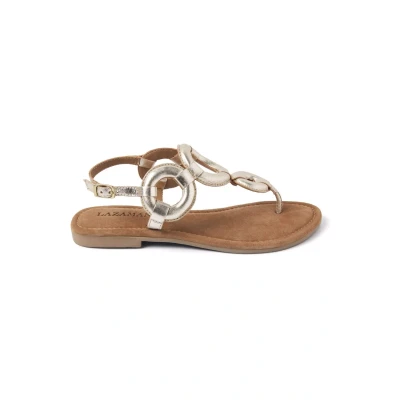 Afbeelding van Lazamani Teensandalen, Dames, Maat: 38, Goud Leer