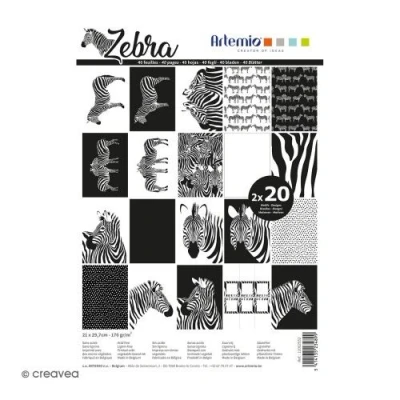 Image de Papier Scrapbooking Artemio 21 x 29,7 cm Zèbre 40 feuilles