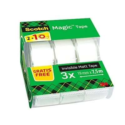 Afbeelding van Scotch Magic Onzichtbaar Plakband, 2 Rollen, 19 Mm X 7,5 M + 1 Gratis Plakbandhouder Tape
