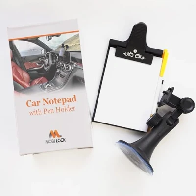 Afbeelding van Klembord voor auto, dashboard met penhouder en notitieblokhouder, universele omlijsting flexibele hals 1 notitieblok, per stuk Mobi Lock