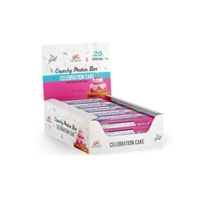 Afbeelding van XXL Nutrition Crunchy Protein Bar Eiwitreep, Proteïne Reep, Fitness Snack 12 Pack Celebration Cake
