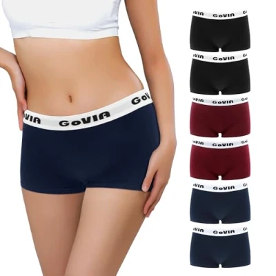 Afbeelding van Libella Set van 6 boxershorts zacht katoen voor dames, 2 zwart/2 x donkergroen/2 magenta