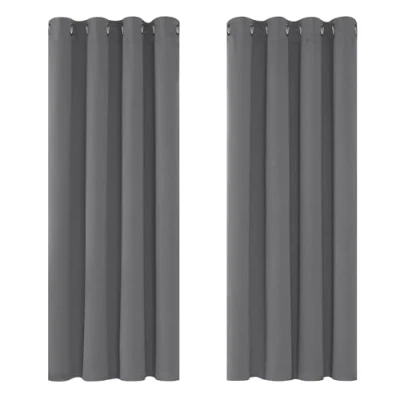 Afbeelding van Deconovo Thermisch Geïsoleerde Verduisterende Gordijnen, 117 x 138 cm (breedte hoogte), modern design met gordijnringen, voor woonkamer en slaapkamer, lichtgrijs, 2 stuks