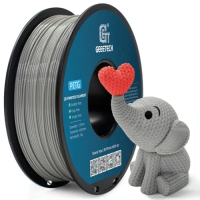 Afbeelding van GEEETECH PETG filament 1,75 mm, grijs, 1 kg spoel, voor 3D printers, maatnauwkeurigheid +/ 0,02 mm