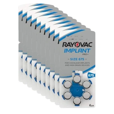 Afbeelding van Rayovac 675CP Implant Pro+ (maat 675 60 batterijen voor cochleaire implantaten, hoortoestellen, gehoorversterker) blauw