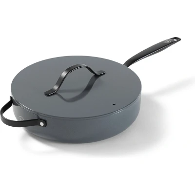 Afbeelding van BE Living Hapjespan met Deksel Ø 28cm PFAS vrije sauteerpan inductie Geschikt voor alle warmtebronnen Grijs