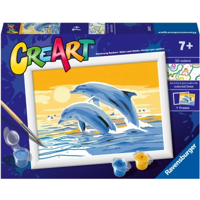 Afbeelding van Ravensburger CreArt Schilderen op Nummer Vrolijke Dolfijnen