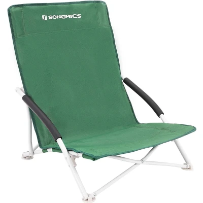 Afbeelding van Strandstoel met hoge rugleuning, draagbare klapstoel, inklapbare campingstoel, opvouwbaar, licht, comfortabel en zeer belastbaar, outdoorstoel draagtas