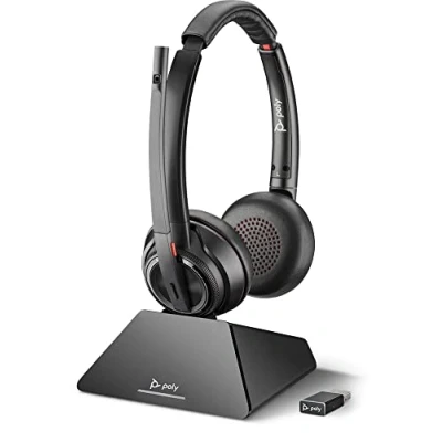Image de Poly Savi 8220 8200 series micro casque sur oreille DECT / Bluetooth sans fil USB A via adaptateur noir certifié Zoom, UC