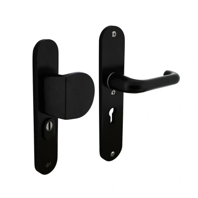 Afbeelding van Intersteel veiligheidsbeslag skg*** greep/kruk profielcilinder 55 mm aluminium zwart