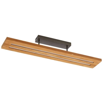 Afbeelding van Lindby LED plafondlamp Nesaja, zwart, hout, 98cm, dimbaar
