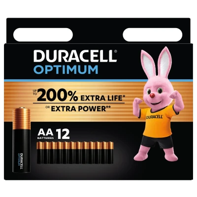 Afbeelding van Duracell batterij Optimum AA, blister van 12 stuks batterijen