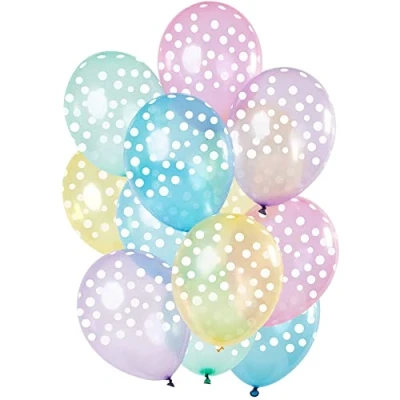 Afbeelding van Folat Ballonnen Stippen Pastel Transparant 30 cm 12 stuks
