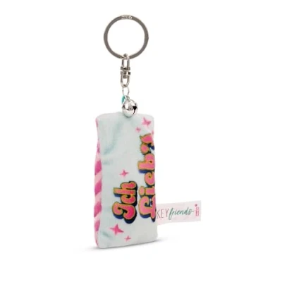 Afbeelding van NICI 62098 sleutelhanger mini pluche kussen met veelkleurige belletje voor rugzak of tas, groot en klein