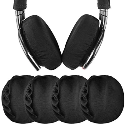 Afbeelding van GEEKRIA 2 paar Flex Fabric Earphone Covers/Stretchable and Washable Sanitary Earcup Protectors, voor Sony WH 1000XM4, 1000XM3, Bose QC35 II, QC25 koptelefoons, geschikt 3 4 inch oorkussens