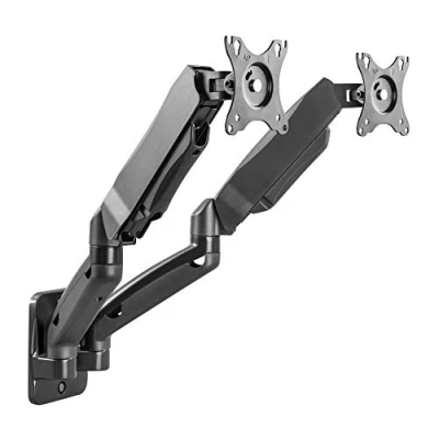 Afbeelding van RICOO Wandhouder voor monitor draaibaar kantelbaar pc scherm 17 32 inch (43 81 cm) S4711 dubbele scharnierarm gebogen tv VESA 75 x 100