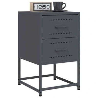 Afbeelding van vidaXL Nachtkastjes 2 st 36x39x60,5 cm staal antracietkleurig