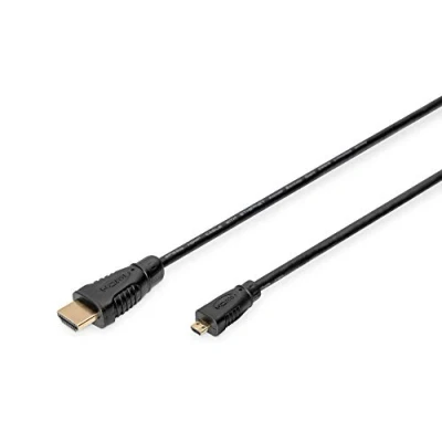 Afbeelding van Digitus AK 330115 010 S HDMI kabel Aansluitkabel A stekker, micro D stekker 1.00 m Zwart Vergulde steekc