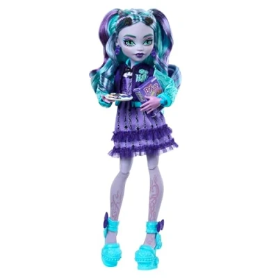 Afbeelding van Monster High Fearbook Twyla HXW31 Filmclubpop en accessoireset, universiteitsjas, jaarboek, gezelschapsspel koekjes
