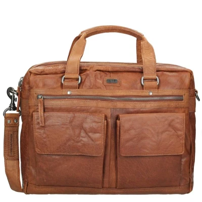 Afbeelding van Spikes &amp; Sparrow Leren Laptoptas 16.4 inch Bronco 294S151 2 vaks Brandy