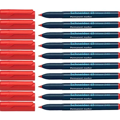 Image de Marqueur permanent Schneider 240 pointe ronde rouge 10pcs.
