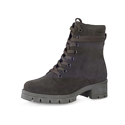 Afbeelding van Tamaris Comfort Enkellaarsjes met plateauzool, Dames, Maat: 36, Anthracite Leer