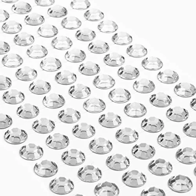 Afbeelding van Movoja Zilveren strassteentjes, ronde glitterstenen, 147 stuks, 10 mm, zelfklevend om te versieren en knutselen, sierstenen op plakken, steentjes, decoratieve stenen, knutselstenen, zilver