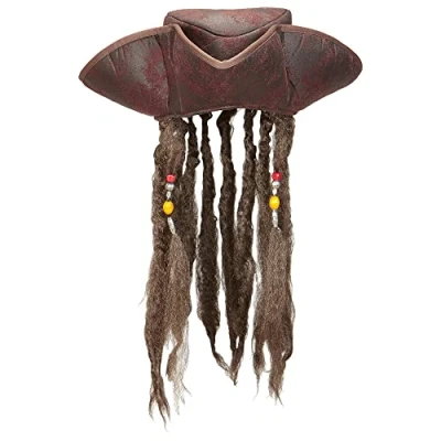 Afbeelding van WIDMANN LEATHER LOOK PIRATE TRICORN MET DREADLOCKS