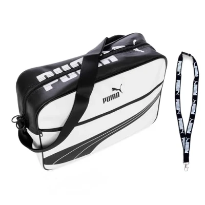 Afbeelding van PUMA Tas schoudertas Campus Reporter Retro Bag sleutelhanger Limited, 002 Wht/Blk, één maat, draagtas