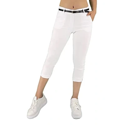 Afbeelding van JOPHY &amp; CO. Chino 3/4 damesbroek met riem (code 3013), Wit.