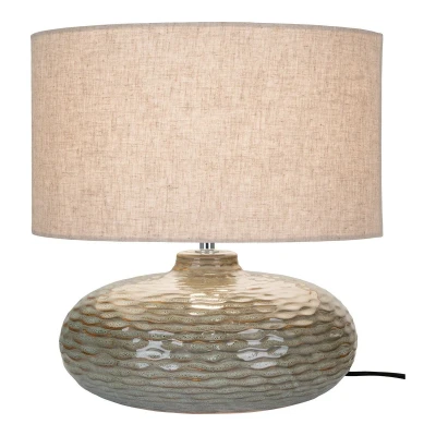 Afbeelding van Oldham Table Lamp Lamp, green ceramic with lampshade