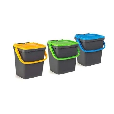 Afbeelding van Ecoplast ECP35 EcoPlus Afvalemmer voor gedifferentieerde verzameling, milieuvriendelijk, 35 liter, meerkleurig, 43 x 36 43,5, 3 stuks