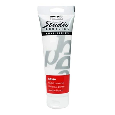 Afbeelding van Pébéo, Studio Acrylics 250 ml, gesso, witte onderlaag voor acrylverf om al je ondergronden te bereiden, acrylgesso, ml