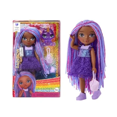 Afbeelding van Rainbow High Littles Indigo Bailey kleine beweegbare modepop 14 cm paarse pop met handtas en magische vos geschikt voor kinderen verzamelaars